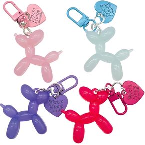 Jelly Balloon Dog Keychain Set Bulk, Cute Key Chain Car Keys Bag Handbag Backpack Purse Charm Accessories 4 PCS