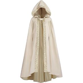 CR ROLECOS Women Hooded Cloak Renaissance Medieval Witch Cloak Adult Cosplay Cape Costume for Halloween