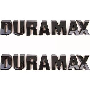 2PC Silverado Duramax Hood Letter Logo Emblem Padge Presentive Placeplate Presentive for 1500 2500 3500 (Gloss Black)