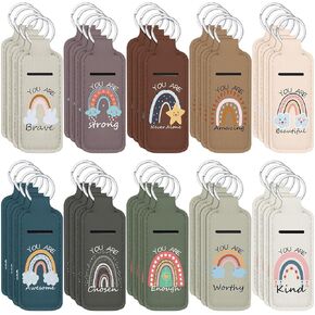 Ctosree 40 Pcs Rainbow Lipstick Holder with Inspirational Words Lip Balm Holder Keychain Cna Week Graduation Gifts(White Rainbow)