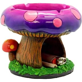 Neletao Mega Mushroom Ashtray with Lighter Stash Spot - Cool Ashtrays for Weed Smokers and Bong Users with Smoking Accessories Collection (Pink)