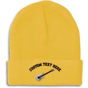 Speedy Pros Beanies for Men Electric Guitar White Embroidery Winter Hats for Women Acrylic Skull Cap 1 Size