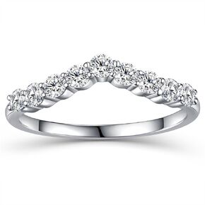 شريط زفاف Moissanite للنساء ، 0.54 CT D Color VVS1 Sterling Silver Rings Half Eternity Moissanite Fareable Learbling Ring