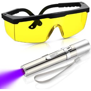 AC Leak Detector Kit AC UV Oil Dye Leak Detection Includes 365nm LED Flashlight USB Rechargeable and UV Protective Glasses with Box for Car Refrigerant Detector Tool