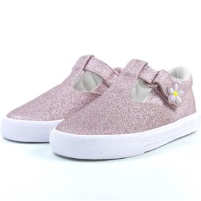 Waddle Wonder Toddler Glitter Mary Jane Flower Embroidery Low Hook Hook Flat Memory Insole Shoes Sneaker