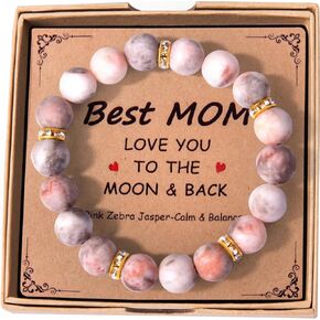 Mothers Day Gifts for Mom, Healing Bracelet For Women, Anxiety Crystal Chakra Beaded Bracelets, Rose Quartz Crystals, Healing Stones Yoga Bead Bracelet Calming Stretch Stress Relief