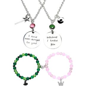 Elphaba Galinda Matching Bracelets -Braided Friendship Bracelet- Rhinestone Crown Witch Hat Matching Bracelets -Couples BFF Accessories Gifts for Fans Party Dress Decor