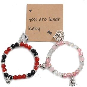 hazbin hotel merch hasbin hotel bracelet Cosplay Matching Bracelets Gifts for Women Men Including 2pcs bracelet,1pcs card