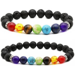 2pcs 10mm 8mm lava rock 7 chakra bracelet romatherapy armatered procelets procelets bracelets yoga beads bracelet lava stone Stone stup