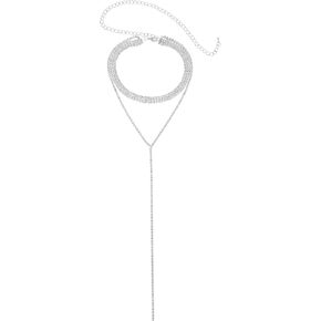Long Y Shaped Dainty Necklace for Chunky ，Nice Crystal Rhinestone Y Shaped necklace Party Bar Accessories for Women ，Christmas Birthday Gifts for Women Y Shaped Jewelry