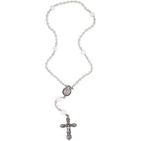 Ganz Rosary Bead Crucifix Necklace One Size Acrylic Pearl