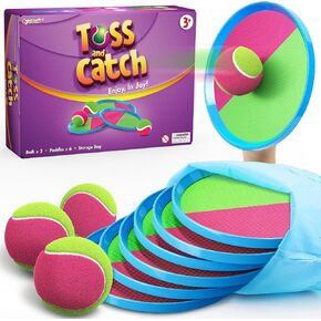 Aywewii Toss and Catch Ball Set Game Kids Outdoor Toys for Beach Pool Yard | 6 Paddles, 3 Balls & Portable Carry Bag, Outside Party Camping Family Games for Kids & Adults, Birthday Gift for Boy Girl 3+ in Kuwait