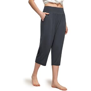 Bamboo Viscose Women's Pajama Bottoms High Waist Capri Lounge Pants with Pockets