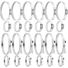 AXLE CV Joint Boot Clamps, 24pcs(12pcs Ear Type & 12pcs No-Hole Type) Stainless Steel Universal Adjustable Drive Shaft CV Boot Band Clamp