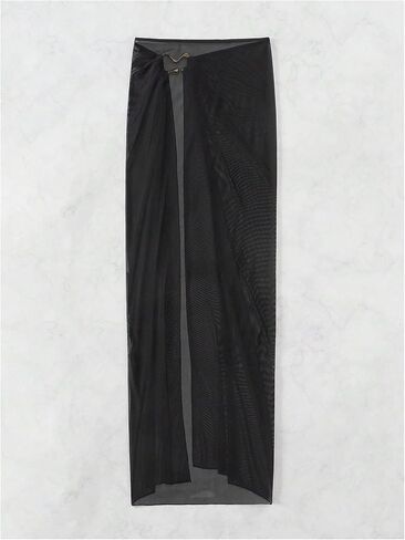 SHENHE Women's Sarong Beach Cover Ups Metal Ring Sheer High Slit Long Skirt Swimsuit Coverup in Saudi Arabia
