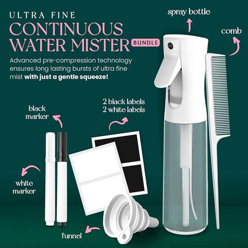BeautifyBeauties Hair Spray Bottle – Ultra Fine Continuous Water Mister for Hairstyling, Cleaning, Plants, Misting & Skin Care (Clear) in Saudi Arabia