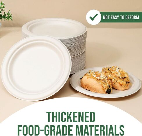 TaidMiao Paper Plates 9 Inches, 100 Pack Disposable Plates For Party – 100% Compostable Plates, Water & Oil Proof Paper Plates, Microwavable Paper Plates Bulk - Brown in Kuwait