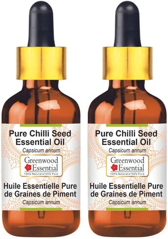 Pure Chilli Seed Essential Oil (Capsicum annum) with Glass Dropper Steam Distilled 30ml (1.01 oz) in Kuwait
