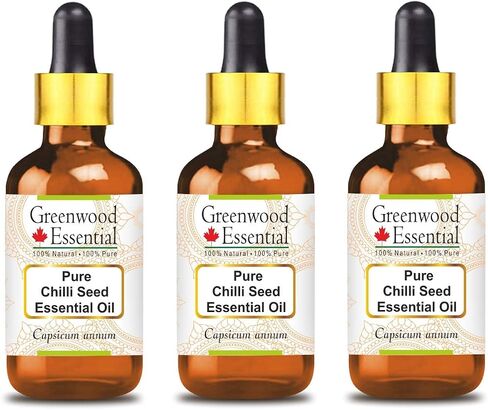 Pure Chilli Seed Essential Oil (Capsicum annum) with Glass Dropper Steam Distilled 30ml (1.01 oz) in Kuwait