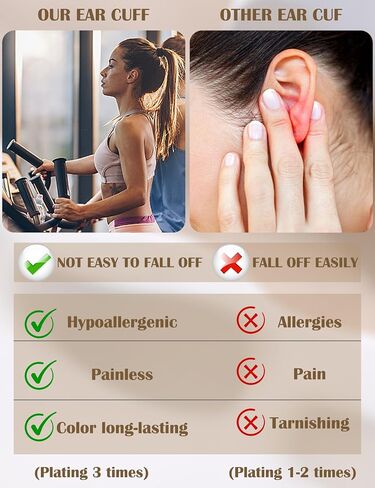 Gold Plated Ear Cuff Earrings for Women Non Piercing - Hypoallergenic Ear Cuffs Silver/Gold Non Tarnish Clip on Cartilage Earrings Fake Earring Set Trendy Jewelry 4Pairs in Saudi Arabia