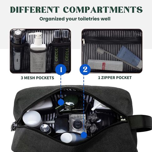 Vorspack Toiletry Bag for Men - Large Dopp Kit for Travel Water Resistant Travel Bag for Toiletries Accessories Lightweight Toiletries Bag - Black in Saudi Arabia
