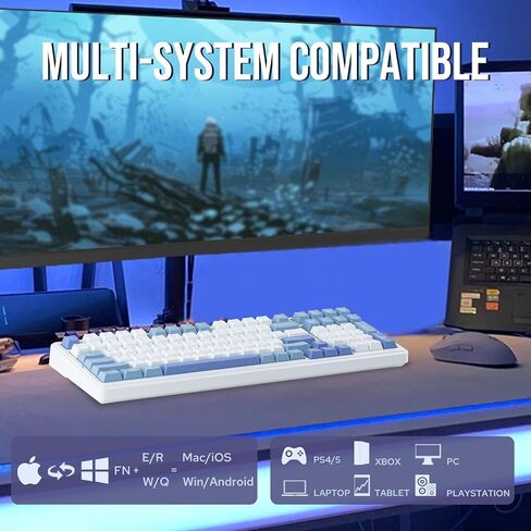 EPOMAKER x Aula F99 Wireless Mechanical Keyboard, Hot Swappable Gasket Custom Gaming Keyboard with Five-Layer Padding, Bluetooth/2.4GHz/USB-C, 8000mAh Battery (White Grey, Graywood V3 Switch) in Kuwait