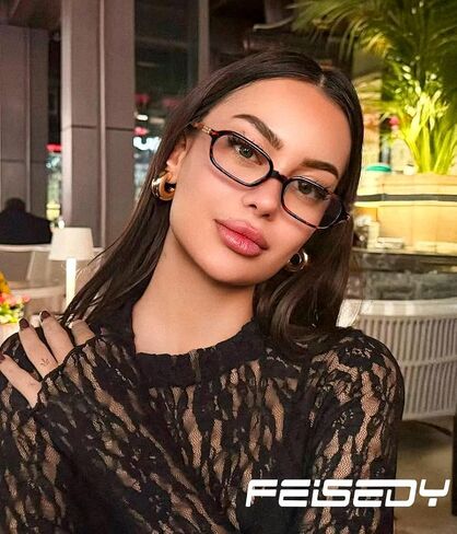 FEISEDY Fashion Rectangular Blue Light Glasses for Women Retro Small Frames Vintage Trendy 90s Square Eyeglasses B0255 in Saudi Arabia
