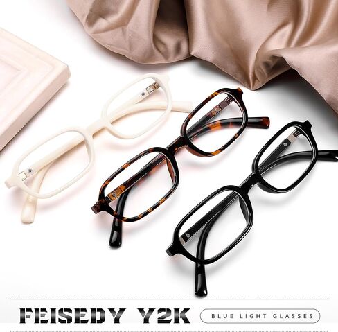 FEISEDY Fashion Rectangular Blue Light Glasses for Women Retro Small Frames Vintage Trendy 90s Square Eyeglasses B0255 in Saudi Arabia