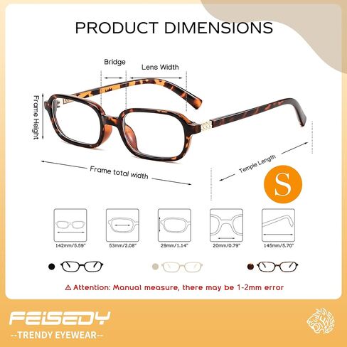 FEISEDY Fashion Rectangular Blue Light Glasses for Women Retro Small Frames Vintage Trendy 90s Square Eyeglasses B0255 in Saudi Arabia