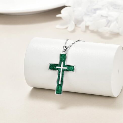 YFN Cross Necklace Sterling Silver Dender Cross Jewelry Gifts مسيحية للنساء الرجال in Saudi Arabia