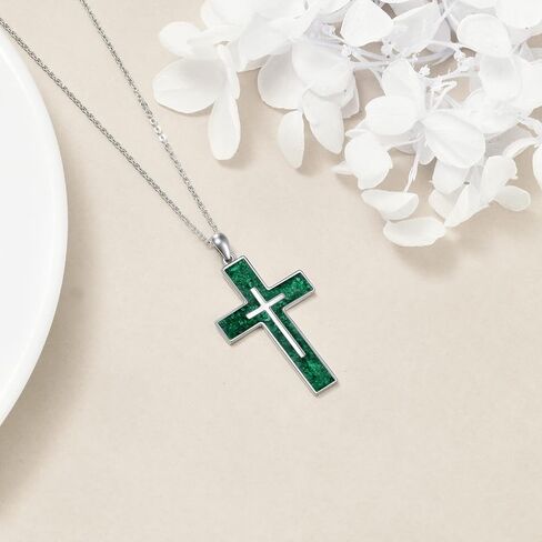 YFN Cross Necklace Sterling Silver Dender Cross Jewelry Gifts مسيحية للنساء الرجال in Saudi Arabia