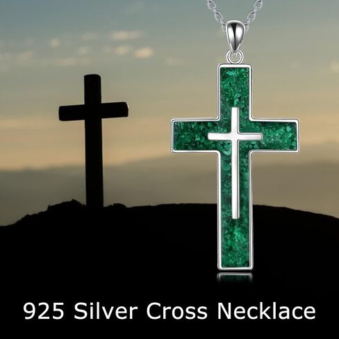 YFN Cross Necklace Sterling Silver Dender Cross Jewelry Gifts مسيحية للنساء الرجال in Saudi Arabia