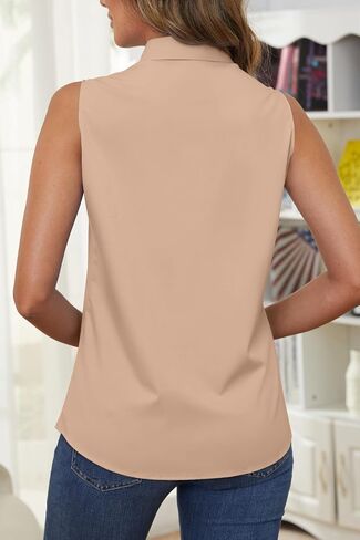 Wrinkle Free Womens Sleeveless Button Down Shirts for Women Stretch Business Office Formal Work Blouses Tops in Saudi Arabia