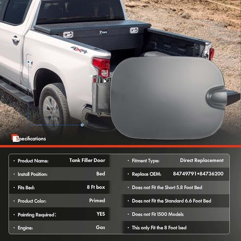 أنبوب حشو خزان الوقود مع إغاثة باب قبعة من أجل تشيفي سيلفرادو 2500 3500 HD لـ GMC Sierra 2500 3500 HD 2019-2025 - فقط طراز غاز HD فقط وسرير 8ft - استبدل# 84749791 ، 84736200 - أبيض - أبيض in Kuwait