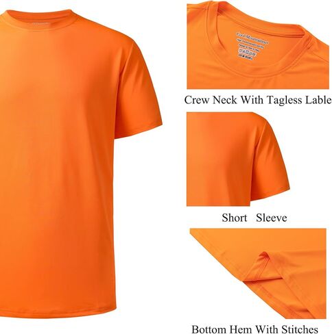 Mens Active T Shirts High Visible Sun Protection Cool Dry Fit Athletic Running Shirts Men's Rash Guard in Saudi Arabia