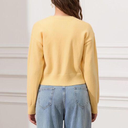 Womens Y2K Cardigan Sweaters Long Sleeve Open Front Button Down Crop Sweater Solid Knit Pullover Fall Outfits Tops in Saudi Arabia