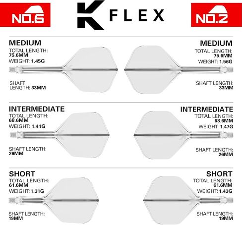 TARGET Darts K Flex Integrated Dart Flight and Shaft, No.6 Black (Medium) | Pack of 3 K-Flex - No 6, Precision Moulded 2-in-1 Dart Flights and Dart Stem | Professional Dart Accessories in Saudi Arabia