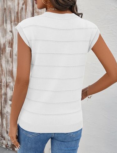 AKEWEI Sweater Vest Women Sleeveless Knitted V Neck Cap Sleeve Pullover Tank Tops 2025 Summer Fall Fashion Causal Trendy in Saudi Arabia