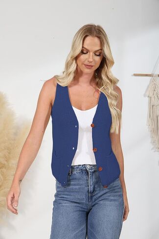 NASKY Women's V-Neck Sleeveless Sweater Vest - Versatile Pocket Design, Ideal for Spring & Fall Layering or Standalone Wear in Saudi Arabia