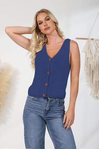 NASKY Women's V-Neck Sleeveless Sweater Vest - Versatile Pocket Design, Ideal for Spring & Fall Layering or Standalone Wear in Saudi Arabia