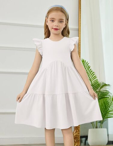 Arshiner Toddler Dress Girls Backless Tiered Summer Dresses Cute Swing Beach Sundress with Pockets for 2-8Y in Saudi Arabia
