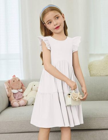 Arshiner Toddler Dress Girls Backless Tiered Summer Dresses Cute Swing Beach Sundress with Pockets for 2-8Y in Saudi Arabia