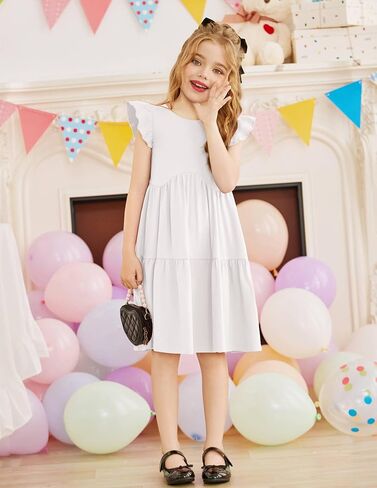 Arshiner Toddler Dress Girls Backless Tiered Summer Dresses Cute Swing Beach Sundress with Pockets for 2-8Y in Saudi Arabia
