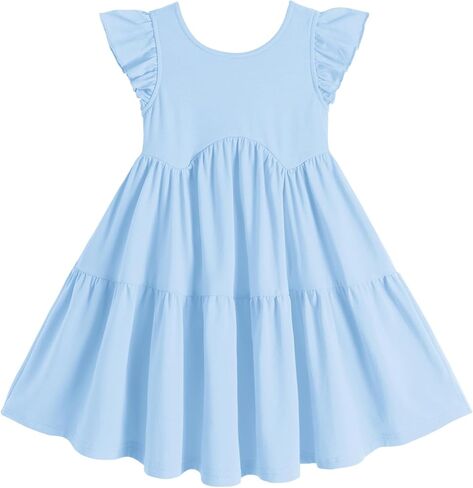Arshiner Toddler Dress Girls Backless Tiered Summer Dresses Cute Swing Beach Sundress with Pockets for 2-8Y in Saudi Arabia