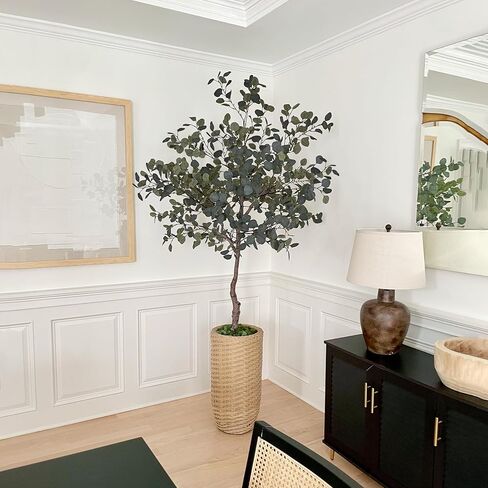 6ft Artificial Eucalyptus Tree in Plastic Nursery Pot, Tall Faux Eucalyptus Stems Fake Plants with 846 Silver Dollar Leaves, Artificial Trees for Office House Living Room Home Decor Indoor in Saudi Arabia