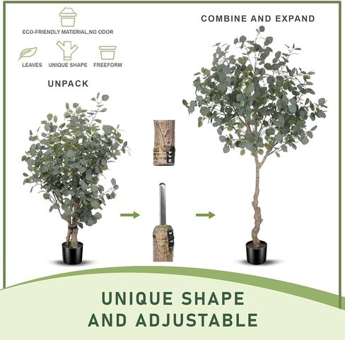 6ft Artificial Eucalyptus Tree in Plastic Nursery Pot, Tall Faux Eucalyptus Stems Fake Plants with 846 Silver Dollar Leaves, Artificial Trees for Office House Living Room Home Decor Indoor in Saudi Arabia