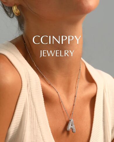 Letter Necklace, 14k Gold Plated Bubble Balloon Dainty Necklace for Women, Chunky Initial Charm Pendant Name Necklace Personalized in Kuwait