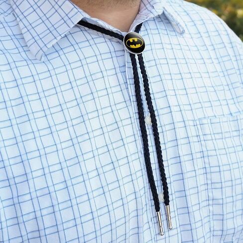 Batman Classic Bat Shield Logo Western Southwest Cowboy Necktie Bow Bolo Tie in Kuwait