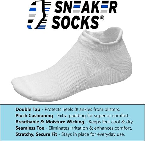 Men's & Women's Low Cut Socks, Cushioned Sports Sock, Double Tab, 6 Pairs - Ideal for Running, Gym & Casual Everyday Wear in Kuwait