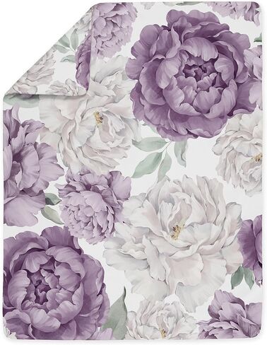 مجموعة مفروشات Sweet Jojo Designs باللون الأرجواني والوردي والرمادي والأبيض باللون الأرجواني والوردي والرمادي والأبيض بألوان مائية زهرية للفتيات الصغيرات - 5 قطع لحاف وشام وملاءات - زهرة وردية منقطة in Kuwait